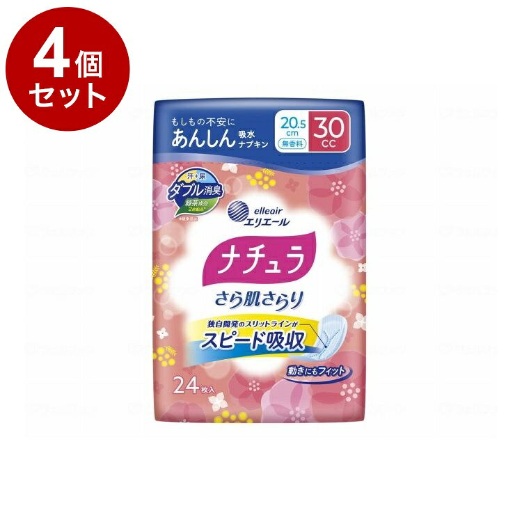 【単品4個セット】 大王製紙 ナチュラさら肌さらり あんしん吸水ナプキン 24枚/袋/30cc(代引不可)【ポイント10倍】