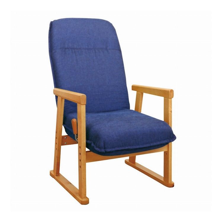 ハイタイプレバー式リクライニングチェア ブルー MHC-700BL(代引不可)【ポイント10倍】【送料無料】