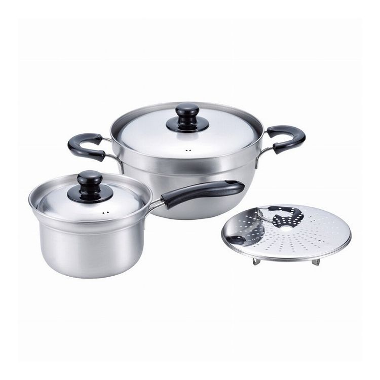 燕三 IH対応ふきこぼれにくい片手鍋16cm&両手鍋23cm(目皿付) EM-011(代引不可)【ポイント10倍】【送料無料】