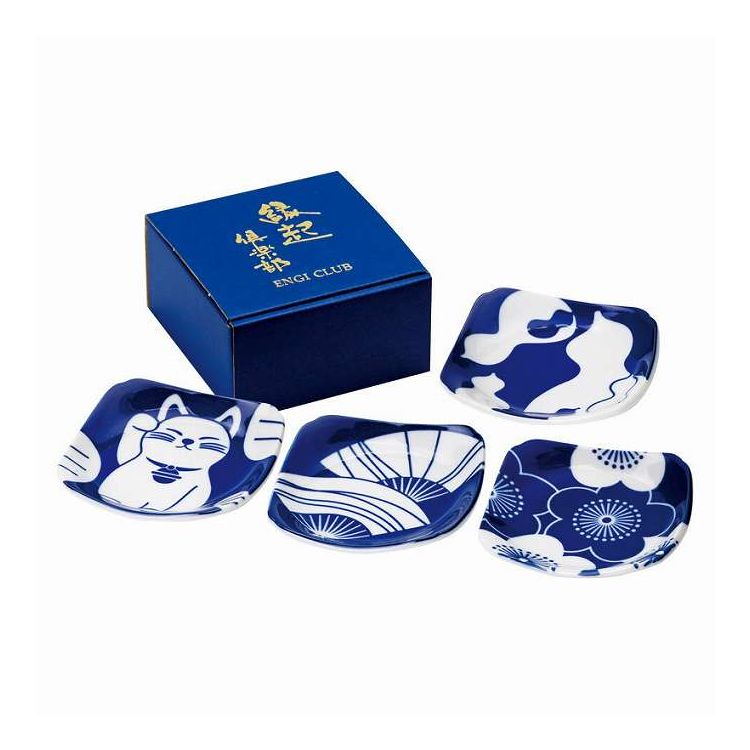 藍染縁起 角皿揃 EN-419 プレゼント �