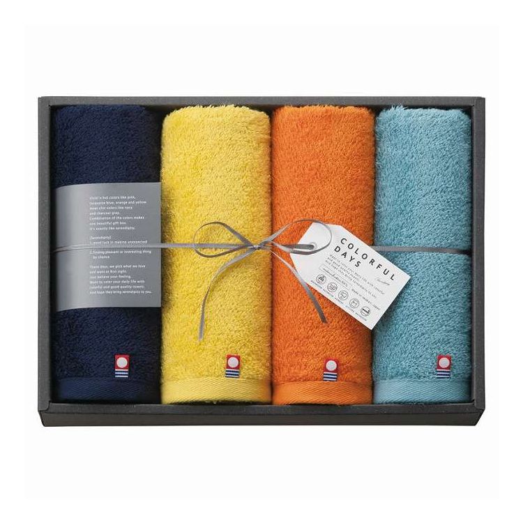 Towel - カラフルデイズ フェイスタオル4P CL2540 プレゼント ギフト お祝い(代引不可)【送料無料】【ポイント10倍】