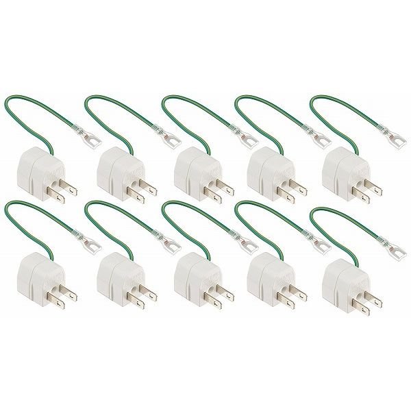 ~2 Holes - サンワサプライ 3P→2P変換アダプタ10個セット絶縁カバー付き TAP-AD1NB(代引不可)【送料無料】