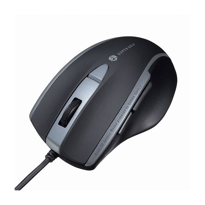 サンワサプライ 静音有線ブルーLEDマウス(5ボタン) MA-BL168BK(代引不可)