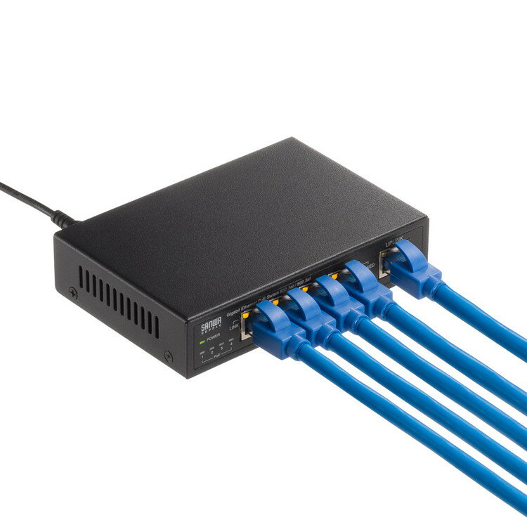 サンワサプライ ギガビット対応PoEスイッチングハブ 5ポート LAN-GIGAPOE52(代引不可)【送料無料】