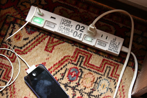 【CABLE PLUG 04 & USB 02 ケーブルプラグ04 & USB02】【ELECTRIC PLUG TAP 電源タップ 延長コード 電源4個口 USB2個口】【送料無料】