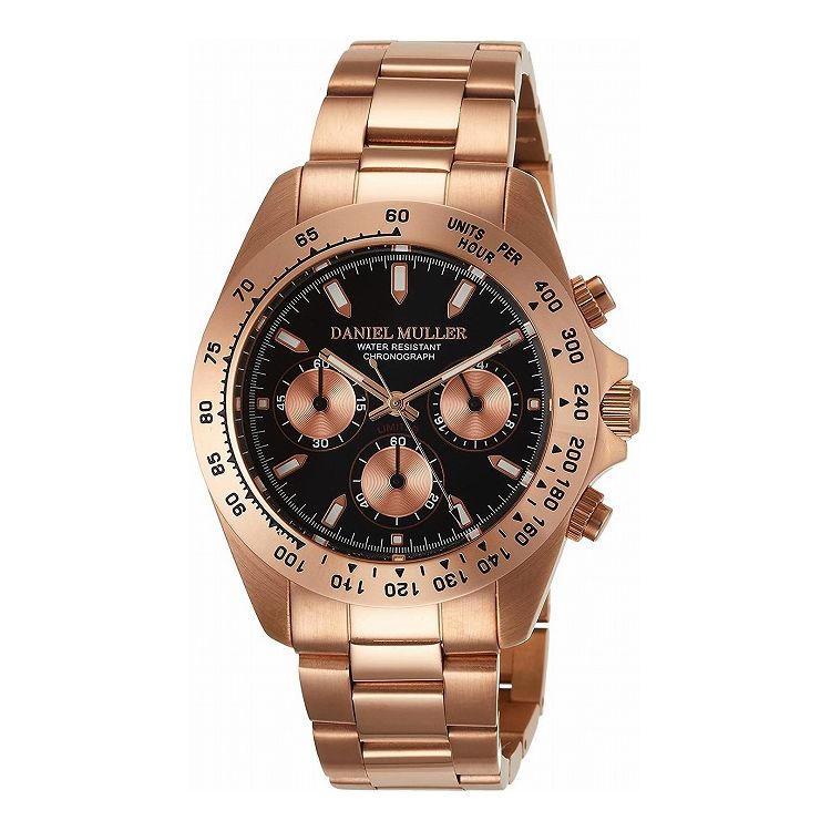 ダニエル・ミューラー DANIEL MULLER 腕時計 DM-2002BK ピンクゴールド【ポイント10倍】【送料無料】