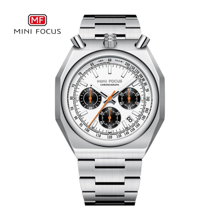 MINI FOCUS 0601G ミニフォーカス メンズ 腕時計 ツノクロノグラフ MF0601G-01 シルバー×ホワイト【ポイント10倍】【送料無料】