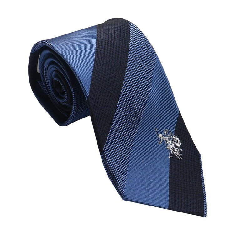 U.S.PORO ネクタイ シルク100% USPA-78 BLUE/WHITE(代引不可)【送料無料】
