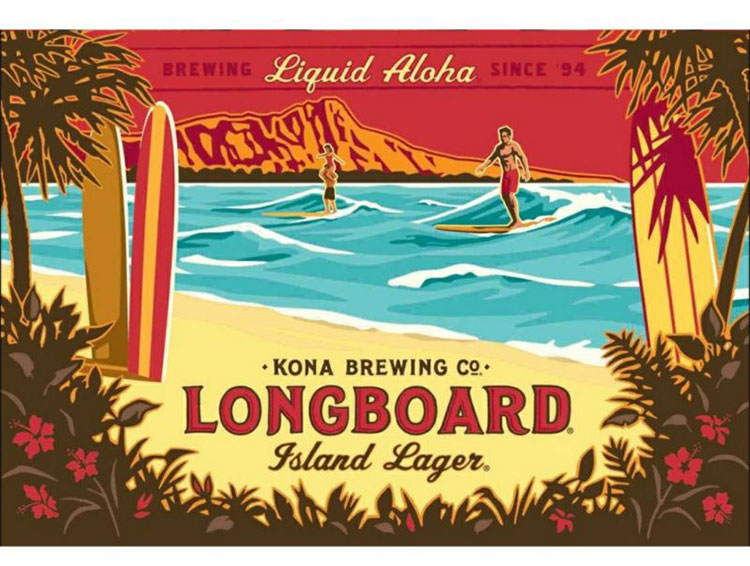 リコメン堂のコナビール ロングボード ラガー 355ml 缶 ケース販売 24本 1ケース まとめ売り まとめ買い アメリカ ハワイ ビール ハワイアンラガー Kona Beer【ポイント10倍】【送料無料】｜アングル2