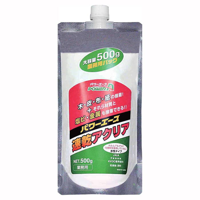 【商品詳細】速乾性で初期接着力が強く、作業性が良好・通常の木工ボンドに比べ、硬化後の樹脂皮膜が柔らかく、布や皮などの材質は風合いを損なわず接着可能・硬化後は透明になり、仕上がりがきれい。500g材質エチレン酢酸ビニル樹脂系【送料について】北海道、沖縄、離島は送料を頂きます。