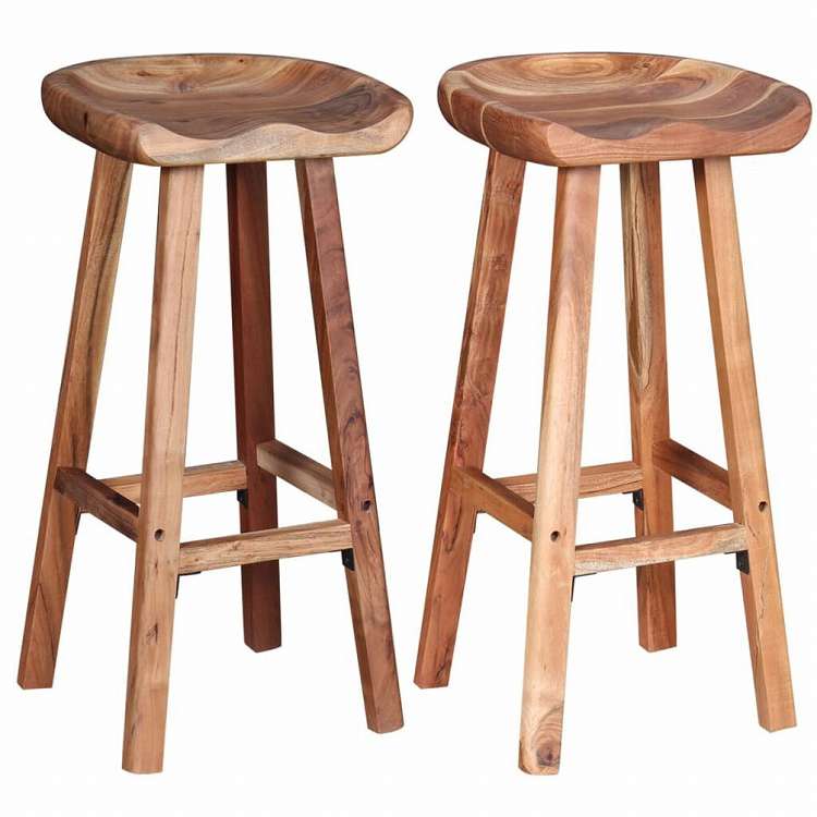 vidaXL バースツール 2点セット アカシア無垢材家具 チェア テーブル・バースツール(代引不可)