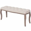 vidaXL ベンチ リネン&無垢材 110x38x48cm クリームホワイト家具 ベンチ 倉庫・通路用ベンチ(代引不可)