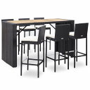 vidaXL 屋外バー7点セット クッション付き ポリラタン製 ブラック家具 アウトドア家具 屋外家具セット(代引不可)