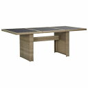 vidaXL ガーデンダイニングテーブル 200x100x74cm ガラス&ポリラタン製 ブラウン家具 アウトドア家具 アウトドアテーブル(代引不可)