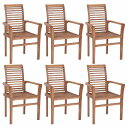 vidaXL スタッキングガーデンダイニングチェア 6点 チーク無垢材家具 チェア キッチン・ダイニングルームチェア(代引不可)