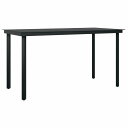 vidaXL ガーデンダイニングテーブル ブラック 140x70x74cm スチール&ガラス製家具 アウトドア家具 アウトドアテーブル(代引不可)