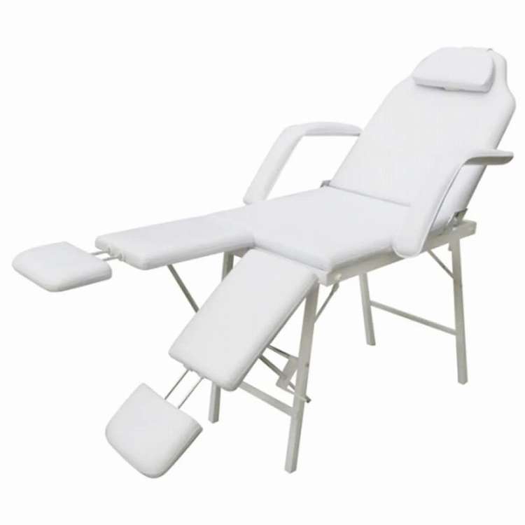 vidaXL 携帯用 フェイシャルエステチェア 合成皮革 185x78x76cm ホワイト ヘルス&...