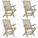 vidaXL 折りたたみガーデンチェア 4点 グレー 56x61x89 cm チーク無垢材家具 アウトドア家具 屋外椅子 アウトドアベンチチェア(代引不可)