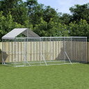 vidaXL 屋外犬小屋 屋根付き シルバー 6x2x2.5 m 亜鉛メッキ鋼製動物&ペット用品 ペット用品 犬用品 犬小屋・ドッグラン(代引不可)