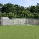 vidaXL 屋外犬小屋 屋根付き シルバー 10x6x2.5 m 亜鉛メッキ鋼製動物&ペット用品 ペット用品 犬用品 犬小屋・ドッグラン(代引不可)【送料無料...