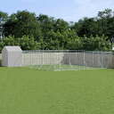vidaXL 屋外犬小屋 屋根付き シルバー 10 x10x2.5 m 亜鉛メッキ鋼製動物&ペット用品 ペット用品 犬用品 犬小屋・ドッグラン(代引不可)