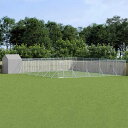 vidaXL 屋外犬小屋 屋根付き シルバー 12x12x2.5 m 亜鉛メッキ鋼製動物&ペット用品 ペット用品 犬用品 犬小屋・ドッグラン(代引不可)