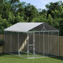 vidaXL 屋外犬小屋 屋根付き シルバー 3x4.5x2.5 m 亜鉛メッキ鋼製動物&ペット用品 ペット用品 犬用品 犬小屋・ドッグラン(代引不可)