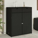 vidaXL ガーデン収納キャビネット 105x55x113 cm ポリラタン製 ブラック家具 アウトドア家具 屋外収納ボックス(代引不可)