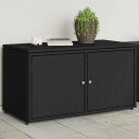 vidaXL ガーデン収納キャビネット 110x55x60.5 cm ポリラタン製 ブラック家具 アウトドア家具 屋外収納ボックス(代引不可)