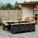 vidaXL ガーデンダイニング9点セット クッション付き ブラック ポリラタン製家具 アウトドア家具 屋外家具セット(代引不可)