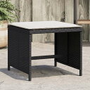 vidaXL ガーデンスツール クッション付き 4点 ブラック 40x40x35 cm ポリラタン製家具 アウトドア家具 屋外フットレスト(代引不可)【送料無料...