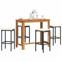 vidaXL ガーデンバー 5点セット ブラック アカシア無垢材&ポリラタン家具 アウトドア家具 屋外家具セット(代引不可)
