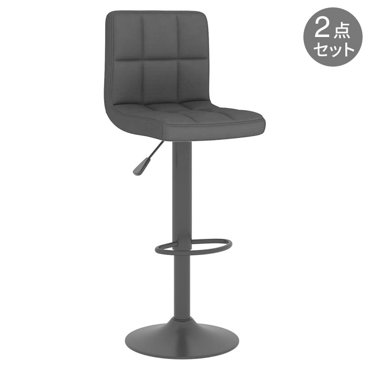 vidaXL バースツール 2点 ブラック 布製 家具 チェア テーブル バースツール(代引不可)