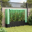 vidaXL 温室カバー付きレイズドベッド ラタン調 160×40×138cm 芝 ガーデン ガーデニング 鉢植え プランター(代引不可)