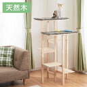 キャットタワー 木製 天然木 グレー 幅60×奥行き54×高さ111cm 耐荷重15kg シンプル ナチュラル 北欧 おしゃれ 猫タワー キャットツリー 猫 遊...