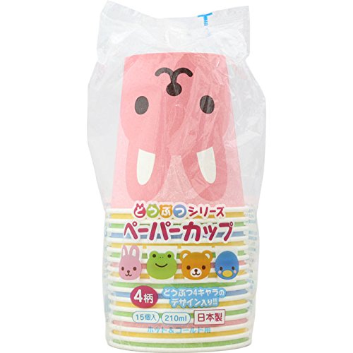 アートナップ どうぶつシリーズ ペーパーカップ 4柄アソート 210ml 15P