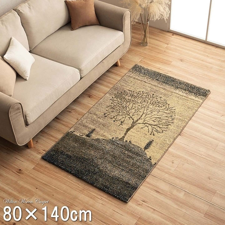 ウィルトン カーペット 長方形 風景画 抗菌防臭 約80×140cm ソウル(代引不可)【送料無料】