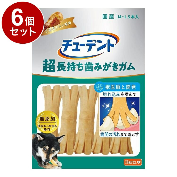 【6個セット】 住商アグロ チューデント 超長持ち歯みがきガム M‐L ご褒美チキン風味 5本【送料無料】