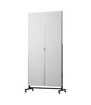 【割れないミラー】 移動式スポーツミラー 三面鏡 90cm(45cm+45cm)×180cm 幅90(45+45)×高さ180×厚さ24(2枚合せ48)cm 鏡 姿見(代引不可)【送料無料】