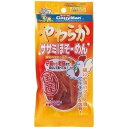 【商品詳細】ヘルシーな鶏ササミを、やわらかな麺に仕上げた猫用スナック。・ 鶏ササミにエビの香ばしい旨味をプラスした安心できるやわらかな食感のおやつ。・鶏肉の中で最も低脂肪のササミに香りと旨味が濃厚で嗜好性が高いエビを合わせより風味豊かに仕上げた。 ・やわらかな質感を保ちながらデリケートな口にあうよう、麺状に細くカット。・噛む力の弱い幼猫や高齢猫へのおやつにもぴったり。【分類】ドッグフード　間食　おやつ　ジャーキー　鶏・ササミ　【原材料】鶏ササミ、グリセリン、酸化防止剤（ビタミンC）、保存料(ソルビン酸カリウム)、リン酸塩（Na）、発色剤（亜硝酸ナトリウム）【保証成分】粗たん白質:45％以上粗脂肪:2％以上粗繊維:0.1％以下粗灰分:3％以下水分:32％以下【エネルギー】280kcal/100g【給与方法】1日の目安給与量 幼猫:1〜8g、成猫:8〜12g【賞味期限】12カ月【商品サイズ】W 95×H 200×D 15 (mm)【完成サイズ】200×95×15【原産国または製造地】日本【諸注意】・ペットフードとしての用途をお守りください。・記載表示を参考に与えすぎないようご注意ください。・商品パッケージの「注意」及び「与え方」を必ずお読みください。【送料について】北海道、沖縄、離島は送料を頂きます。