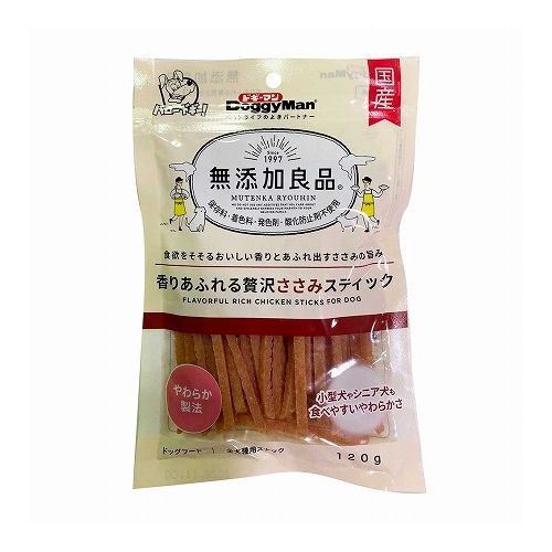 【取り寄せ品のご注意事項（ご注文前にご確認ください）】・本商品は原則注文後のキャンセルはお受けできません。・本商品と他商品で同梱注文をいただき、仮に他商品が完売等でご用意できない場合でも本商品は発送させていただきます。・本商品を複数（2点以上）注文いただき、完売等で注文数のご用意できない場合でもご用意できた数量は発送させていただきます。【商品説明】商品説明・ヘルシーなおいしさの鶏ささみをたっぷり使用。・やわらかく、ちぎって与えられるスティックタイプのおやつです。・乳酸菌を配合し、愛犬のお腹の健康維持にも配慮しました。・原材料(成分)鶏ササミ、糖類、調味料、乳酸菌、グリセリン、ソルビトール、リン酸塩(Na、K)、ミネラル類(ナトリウム)・賞味／使用期限(未開封)※仕入れ元の規定により半年以上期限の残った商品のみ出荷致します12ヶ月・原産国または製造地日本・保存方法別途パッケージに記載・メーカー名ドギーマンハヤシ 株式会社【送料について】北海道、沖縄、離島は送料を頂きます。
