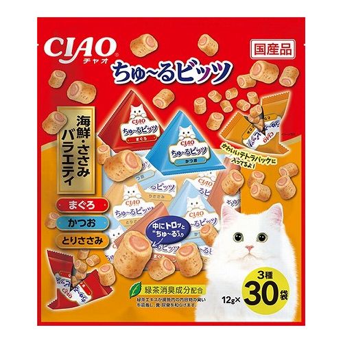 いなばペットフード CIAO ちゅ~るビッツ 海鮮・ささみバラエティ 12g×30袋入【送料無料】