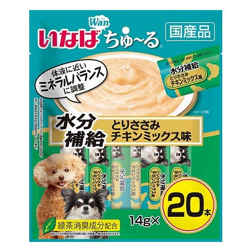 【商品説明】・ちゅ〜っと出して、なめるだけで簡単に栄養補給。・犬の体液に近いミネラルバランスに調整することにより、水分と電解質の効率的な補給をサポートします。・わんちゃんの好きなチキンミックス味・緑茶消臭成分配合(緑茶エキスが腸管内の内容物の臭いを吸着し、糞・尿臭を和らげます)・食べきりやすい14g●原材料(成分)鶏肉(ささみ)、果糖ぶどう糖液糖、チキンエキス、酵母エキス、増粘安定剤(加工でん粉、増粘多糖類)、クエン酸ナトリウム、ビタミンE、緑茶エキス、紅麹色素●賞味／使用期限(未開封)24ヶ月※仕入れ元の規定により期限の半年を切った商品は出荷致しません。●保存方法別途パッケージに記載●原産国または製造地日本【送料について】北海道、沖縄、離島は別途送料を頂きます。LINKチキンミックス味 14g×20本入ビーフミックス味 14g×20本入