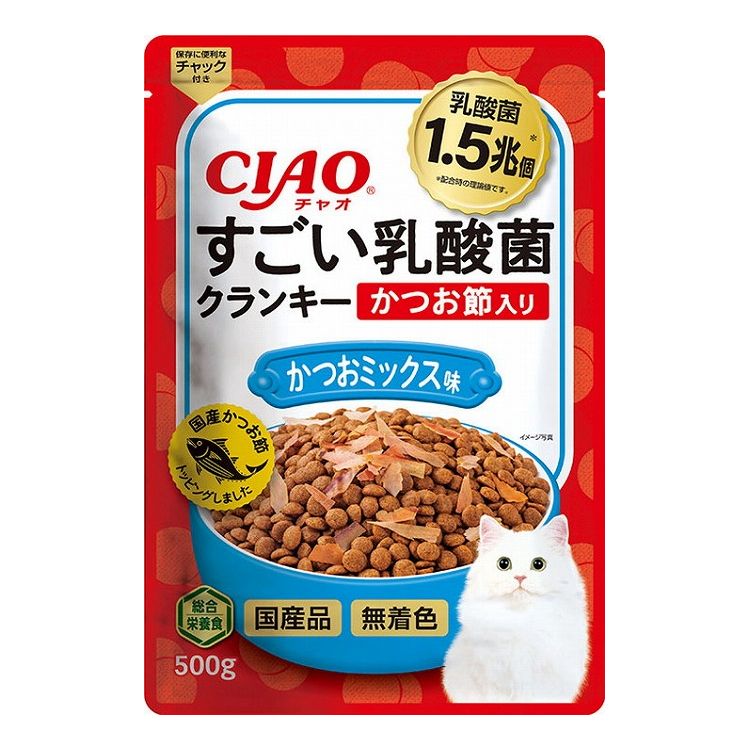 【8個セット】 CIAO すごい乳酸菌クランキー かつお節入り かつおミックス味 500g x8【送料無料】