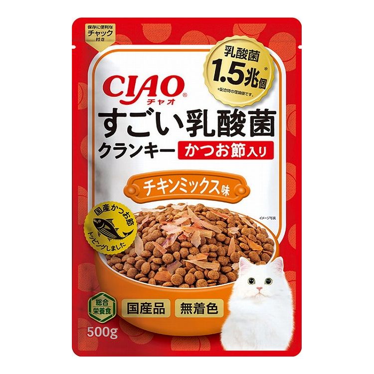 樂天商城 - 【4/30 23:59まで限定特価】【4個セット】 CIAO すごい乳酸菌クランキー かつお節入り チキンミックス味 500g x4【送料無料】