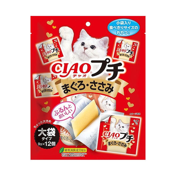 【8個セット】 CIAOプチ まぐろ・ささみ 大袋タイプ 9g×12個 x8【送料無料】