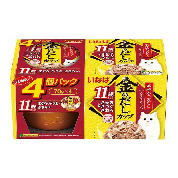 【取り寄せ品のご注意事項（ご注文前にご確認ください）】・本商品は原則注文後のキャンセルはお受けできません。・本商品と他商品で同梱注文をいただき、仮に他商品が完売等でご用意できない場合でも本商品は発送させていただきます。・本商品を複数（2点以上）注文いただき、完売等で注文数のご用意できない場合でもご用意できた数量は発送させていただきます。【商品説明】毎日の食事に！・まぐろとかつおを丸ごとフレークし、焼津産かつおの本格だしを加えました。・風味豊かなとろみタイプ・開けやすく、出しやすいカップ容器を使用・タウリン、ビタミンE配合・着色料不使用・緑茶消臭成分配合！緑茶エキスが腸管内の内容物の臭いを吸着し、糞尿臭を和らげます。●原材料(成分)かつお、まぐろ、鶏肉(ささみ)、かつお節エキス、オリゴ糖、増粘多糖類、ビタミンE、タウリン、緑茶エキス●賞味／使用期限(未開封)24ヶ月※仕入れ元の規定により半年以上期限の残った商品のみ出荷致します。●保存方法別途パッケージに記載●メーカー名いなばペットフード 株式会社【送料について】北海道、沖縄、離島は送料を頂きます。