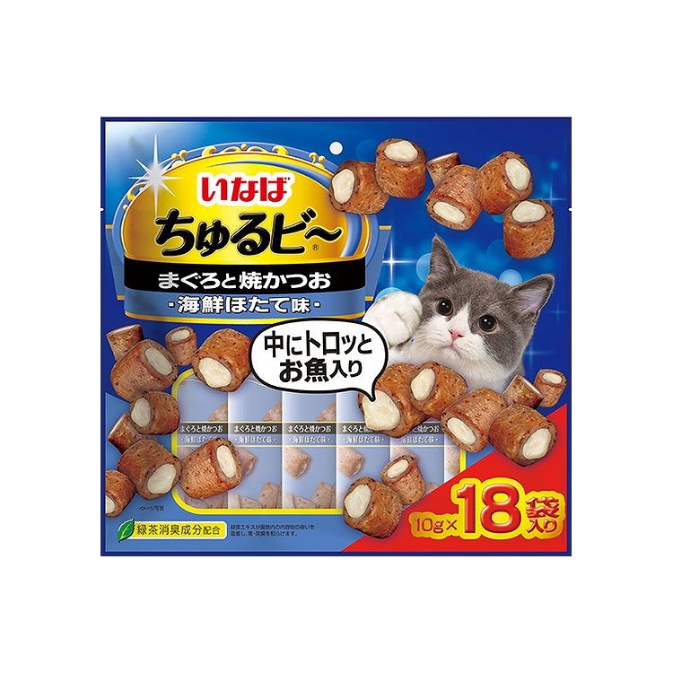 【2個セット】 いなば ちゅるビ〜 まぐろと焼かつおほたて味 10g×18袋【送料無料】