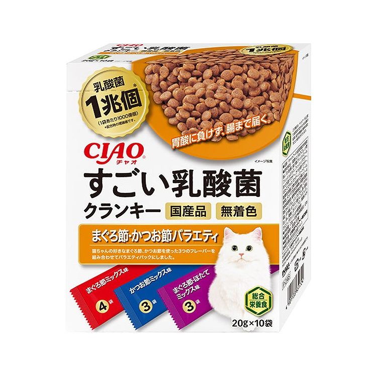 【4個セット】 CIAO すごい乳酸菌クランキーBOX まぐろ節・かつお節バラエティ 20g×10袋 x4【送料無料】