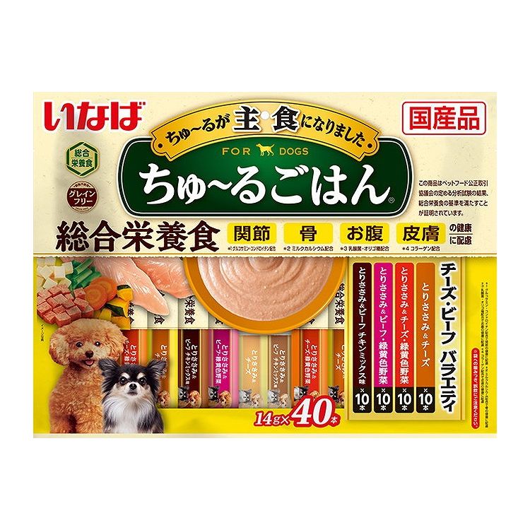 樂天商城 - 【4個セット】 いなば ちゅ~るごはん チーズ・ビーフバラエティ 14g×40本 x4【送料無料】